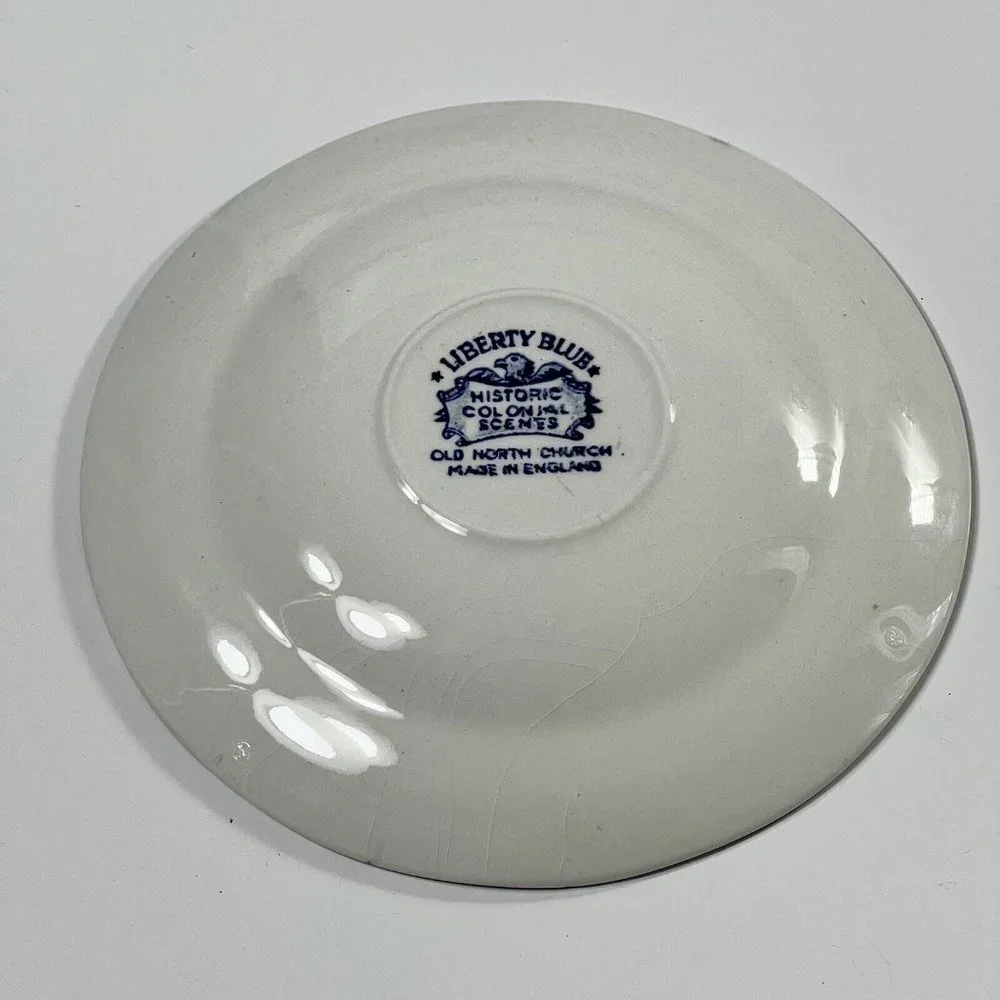 4 Vtg Liberty Blue Old North Church 5.75 inches saucersColonial Scenes Pre-Owned - Picture 11 of 13